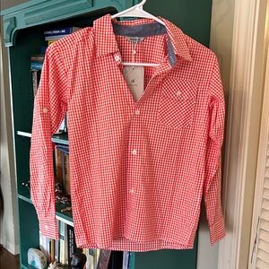 Kids Orange Checkered Button-Down Shirt